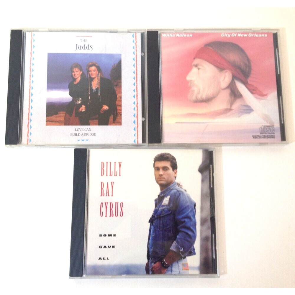 3 Vintage Country Music CD's The Judds, Willie Nelson, Billy Ray Cyrus